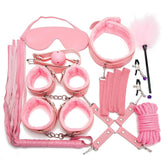 Leather BDSM Kit Bondage Set Adult Toys Sex Games Handcuffs Whip sm Sex Toy - Seductiva